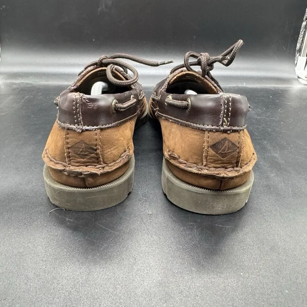 Sperry Mens Size 7M Leeward 2 Eye Boat Shoes Chocolate Brown Buck 0777896 EUC